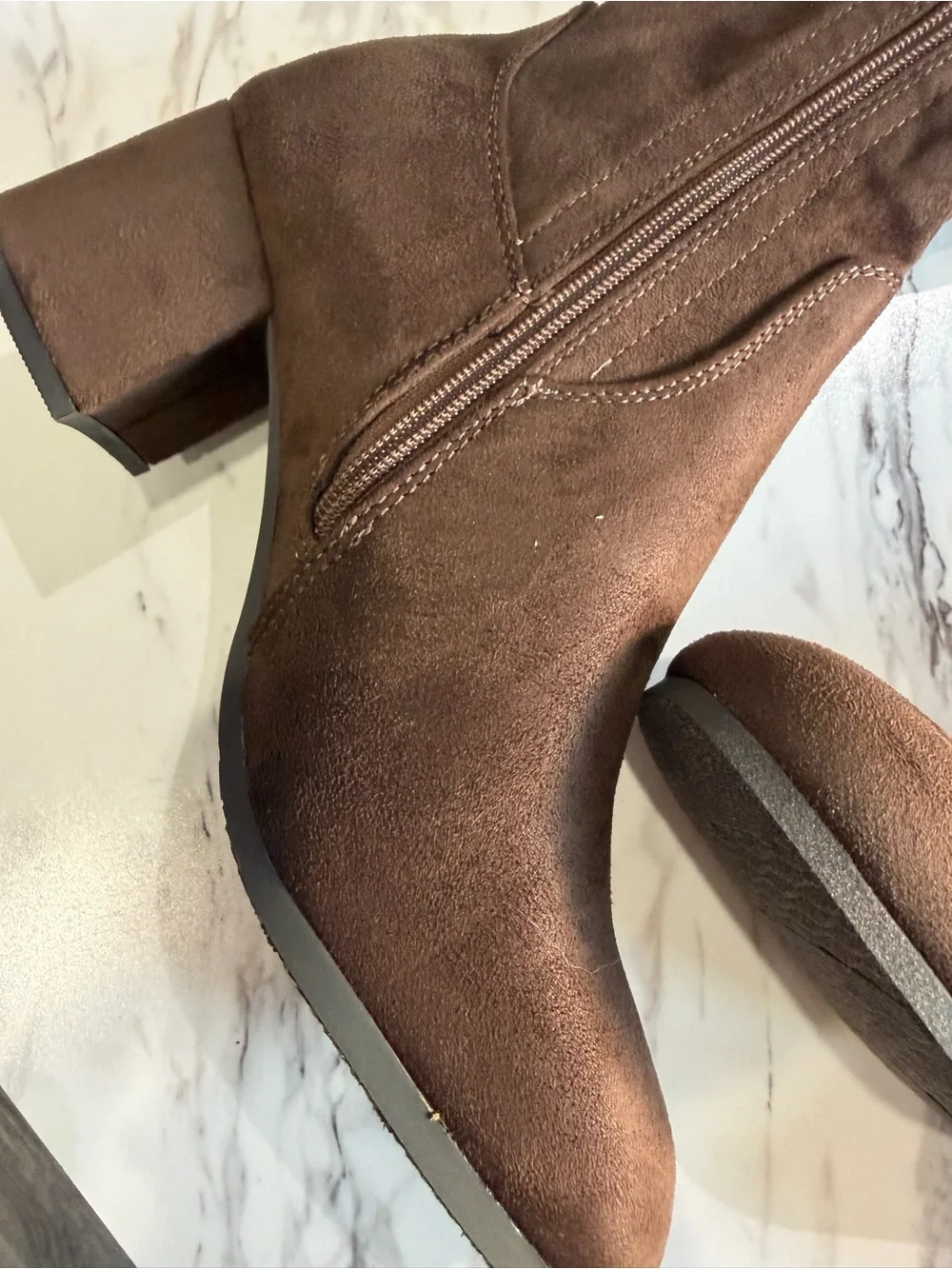 Over-the-Knee Block Heel Boots in Brown - NEVER WORN